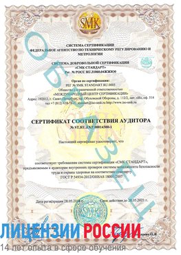 Образец сертификата соответствия аудитора №ST.RU.EXP.00014300-1 Лениногорск Сертификат OHSAS 18001