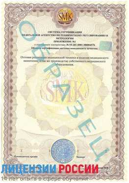 Образец сертификата соответствия (приложение) Лениногорск Сертификат ISO 13485